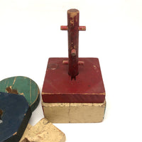 Two Marvelous Old Painted Wooden Folk Art Stacking Toys