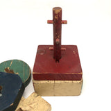 Two Marvelous Old Painted Wooden Folk Art Stacking Toys