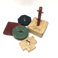 Two Marvelous Old Painted Wooden Folk Art Stacking Toys