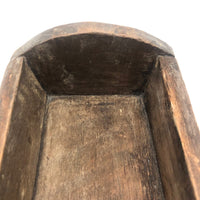 Early Carved Doll Crib with Original Yellow Paint