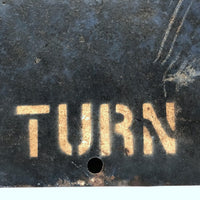 Beautiful Old Cream on Deep Blue Bus Turn Arrow Sign