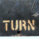 Beautiful Old Cream on Deep Blue Bus Turn Arrow Sign