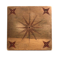SOLD Nice Old Chip Carved Stars on Wooden Plaque (or Very Large Trivet)