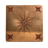 SOLD Nice Old Chip Carved Stars on Wooden Plaque (or Very Large Trivet)