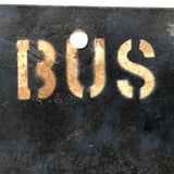 Beautiful Old Cream on Deep Blue Bus Turn Arrow Sign