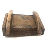 Early Carved Doll Crib with Original Yellow Paint
