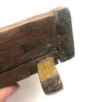 Early Carved Doll Crib with Original Yellow Paint