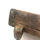 Early Carved Doll Crib with Original Yellow Paint
