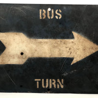 Beautiful Old Cream on Deep Blue Bus Turn Arrow Sign