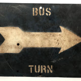 Beautiful Old Cream on Deep Blue Bus Turn Arrow Sign