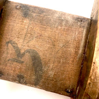Early Carved Doll Crib with Original Yellow Paint
