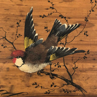 French Olive Wood Souvenir Box from Epinal with Hand-painted Bird