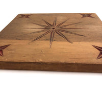 SOLD Nice Old Chip Carved Stars on Wooden Plaque (or Very Large Trivet)