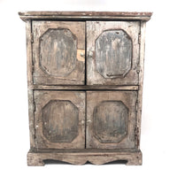 Miniature (13 1/2") Four Door Weathered Wooden Chest in Old Paint