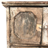 Miniature (13 1/2") Four Door Weathered Wooden Chest in Old Paint