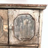 Miniature (13 1/2") Four Door Weathered Wooden Chest in Old Paint