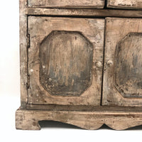 Miniature (13 1/2") Four Door Weathered Wooden Chest in Old Paint
