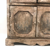 Miniature (13 1/2") Four Door Weathered Wooden Chest in Old Paint