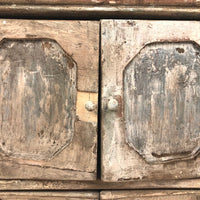 Miniature (13 1/2") Four Door Weathered Wooden Chest in Old Paint