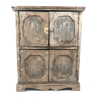 Miniature (13 1/2") Four Door Weathered Wooden Chest in Old Paint
