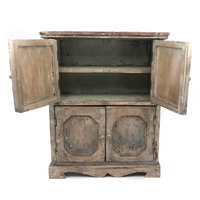 Miniature (13 1/2") Four Door Weathered Wooden Chest in Old Paint
