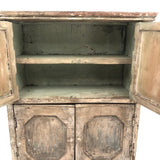 Miniature (13 1/2") Four Door Weathered Wooden Chest in Old Paint