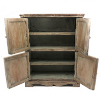 Miniature (13 1/2") Four Door Weathered Wooden Chest in Old Paint