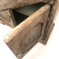 Miniature (13 1/2") Four Door Weathered Wooden Chest in Old Paint