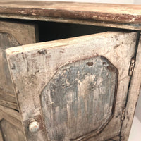 Miniature (13 1/2") Four Door Weathered Wooden Chest in Old Paint