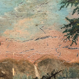 SOLD Antique Oil on Wood Panel Painting of Forest with Boater and Fallen Trees