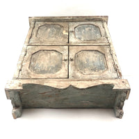 Miniature (13 1/2") Four Door Weathered Wooden Chest in Old Paint