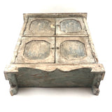 Miniature (13 1/2") Four Door Weathered Wooden Chest in Old Paint