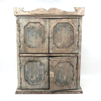 Miniature (13 1/2") Four Door Weathered Wooden Chest in Old Paint