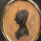C. 1830s Ink Silhouette of Woman in Original Frame