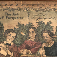 Gorgeous Double Layer Victorian Parquetry Puzzle in Original Box with Hand-colored Design Cards