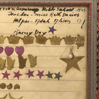 SOLD Edward Tappey's 1929 Bible School Hand-written Report Card with Many Stickers