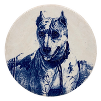 T.C. Brown-Westhead Moore Antique Blue & White Transferware Bull Terrier Plate