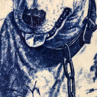 T.C. Brown-Westhead Moore Antique Blue & White Transferware Bull Terrier Plate