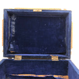 1911 Tramp Art Box with Chip Carved Stacks and Green-Gray Velvet