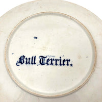 T.C. Brown-Westhead Moore Antique Blue & White Transferware Bull Terrier Plate