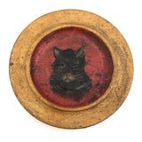 Charming Old Miniature Cat Painting on Painted Paper Mache Plate