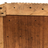 1911 Tramp Art Box with Chip Carved Stacks and Green-Gray Velvet