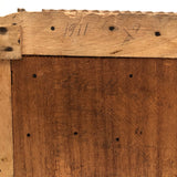1911 Tramp Art Box with Chip Carved Stacks and Green-Gray Velvet
