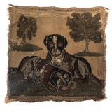 Wonderful Antique Stumpwork Embroidery of Two Dear Dogs