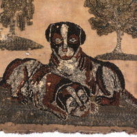 Wonderful Antique Stumpwork Embroidery of Two Dear Dogs
