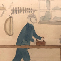 Arthur Tilo Alt Childhood Drawing of Carpenter, Berlin, WWII era