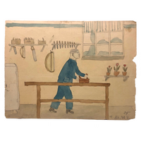 Arthur Tilo Alt Childhood Drawing of Carpenter, Berlin, WWII era