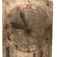 Primitive Old Painted Wooden Clock Face with Moveable Arms