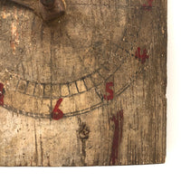 Primitive Old Painted Wooden Clock Face with Moveable Arms