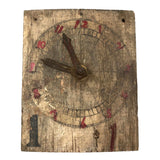 Primitive Old Painted Wooden Clock Face with Moveable Arms